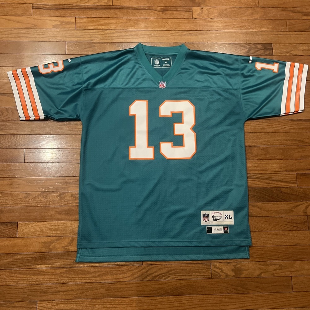 Reebok Dan Marino #13 Miami Dolphins Throwback NFL Jersey Men's XL Vintage